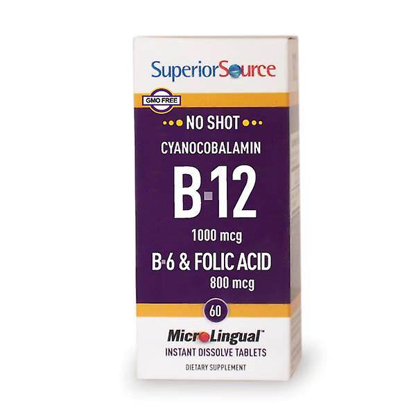 Superior Source Fonte Superior No Shot B12 1000 mcg / B6 2 mg / ácido fólico 800 mcg, 60 ct on Productcaster.