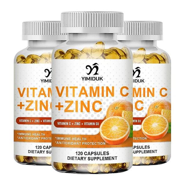 Visgaler Vitamin C Zinc & Vitamin D3 Strong Antioxidant Collagen Booster For Immune System And Skin Health Supplements 3 Bottles 120pcs on Productcaster.