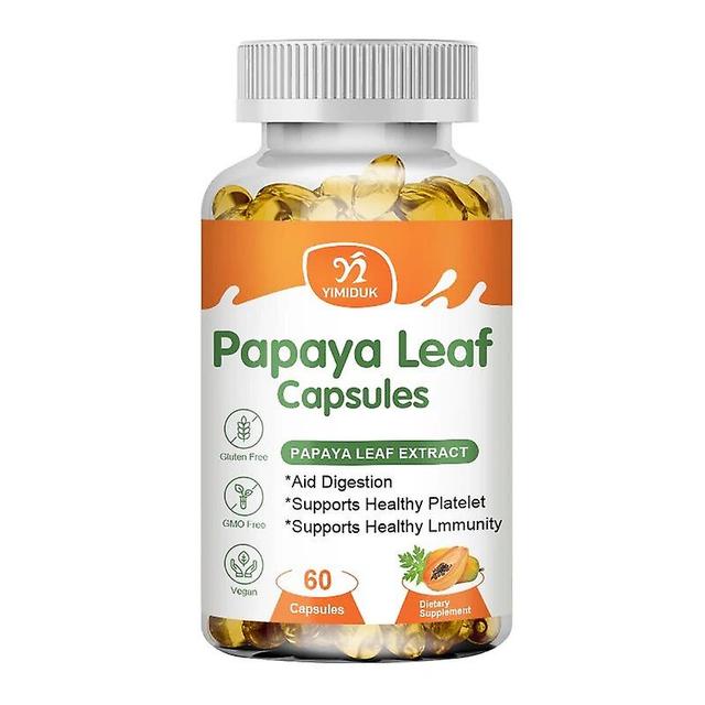 Eccpp Papaya Leaf Extract Capsules Digestive Enzymes Bone Marrow & Spleen Support Healthy Platelets Immune Gut Health 1 Bottles 60 pcs on Productcaster.