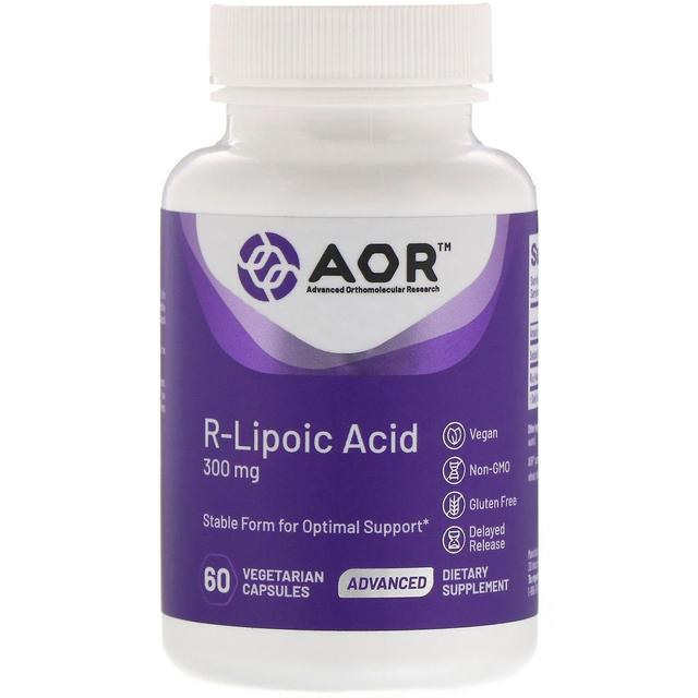 Advanced Orthomolecular Resear Pesquisa Ortomolecular Avançada AOR, Ácido R-Lipóico, 300 mg, 60 Capsu Vegetariano on Productcaster.