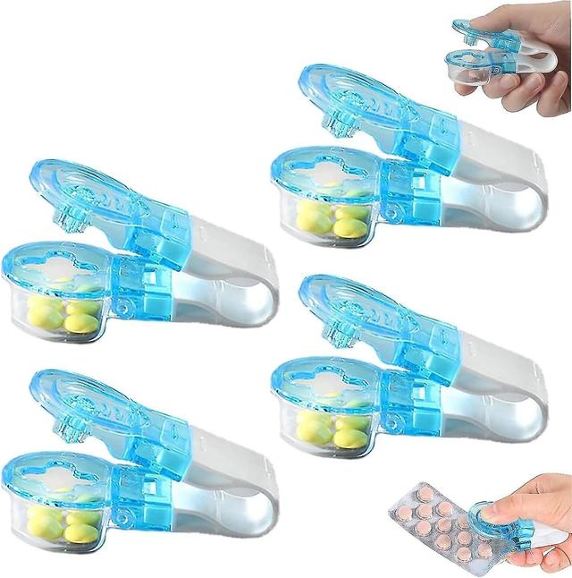 draagbare pil taker, pil popper voor blister packs, 1/2/4/5 pack pill maker splitter met opslag doos, pillen pack opener hulp tool, pil puncher ook... on Productcaster.