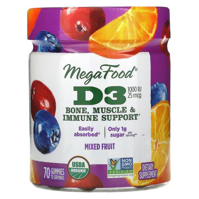 MegaFood, D3, gemischte Früchte, 1.000 IE (25 mcg), 70 Fruchtgummis on Productcaster.