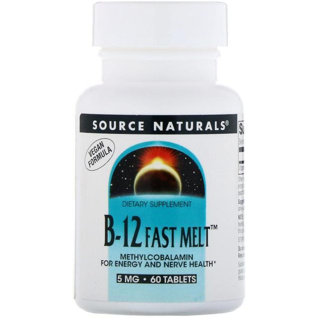 Source Naturals Lähde Naturals, B-12 Fast Melt, 5 mg, 60 tablettia on Productcaster.