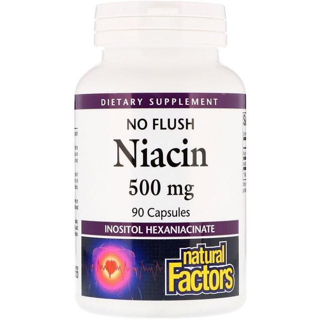 Natural Factors Czynniki naturalne, bez spłukiwania niacyny, 500 mg, 90 Kapsułki on Productcaster.