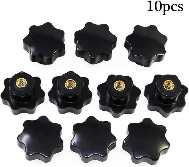 10pcs Black Plastic Star Shaped M8 Head Female Thread Clamp Knob Shaped Hand Grip Handle Grip For Machine Tool on Productcaster.