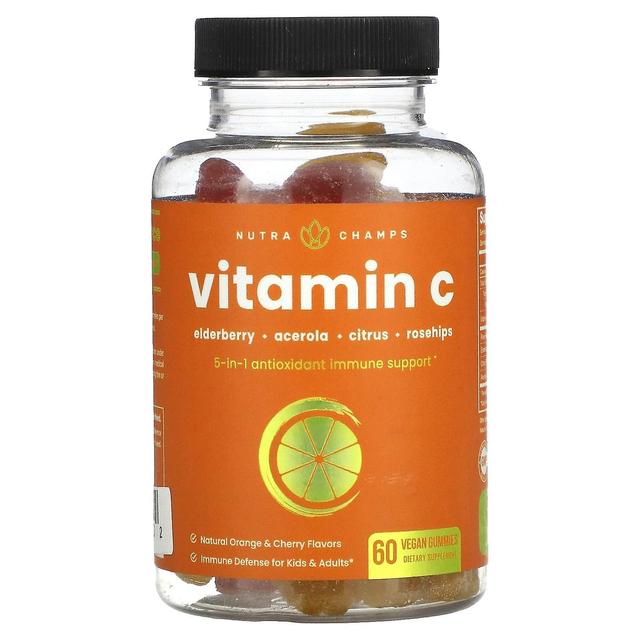 NutraChamps, Vitamina C, Laranja Natural e Cereja, 60 Gummies Veganos on Productcaster.