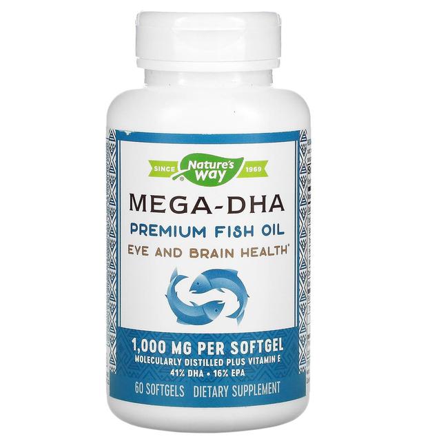 Nature's Way, Mega-DHA Premium kalaöljy, 1 000 mg, 60 pehmeää geeliä on Productcaster.