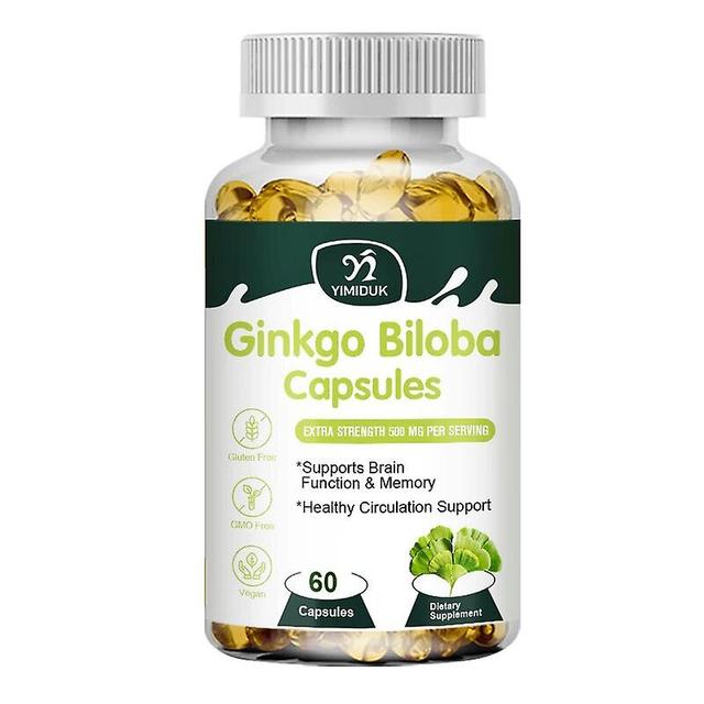 Visgaler Ginkgo Biloba Extra Capsules Support Brain Function & Memory Support Lower Blood Pressure Heart Care Circulation Booster 60 pcs 1 Bottles on Productcaster.