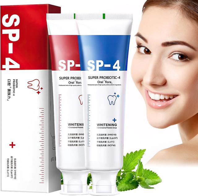 Sp-4 Toothpaste, SP-4 Probiotics Brightening ToothpasteBreath Fresher ToothpasteTooth Care & Color Correction Toothpaste ff b2 ko B2 TI 2pcs Red blue on Productcaster.