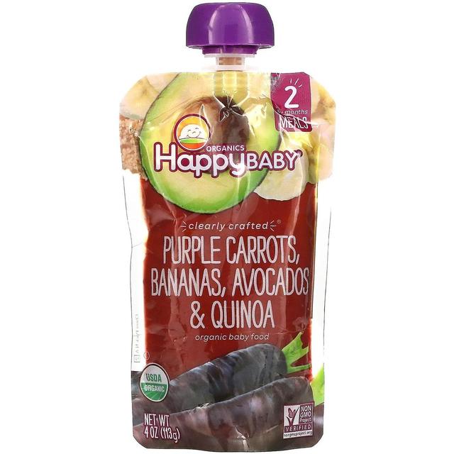 Happy Family Organics, Happy Baby, Alimenti biologici per bambini, 6+ mesi, carote viola, banane, avocado e avocado on Productcaster.