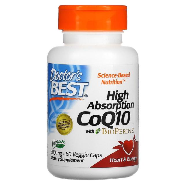 Doctor's Best, CoQ10 de alta absorção com BioPerine, 200 mg, 60 Veggie Caps on Productcaster.