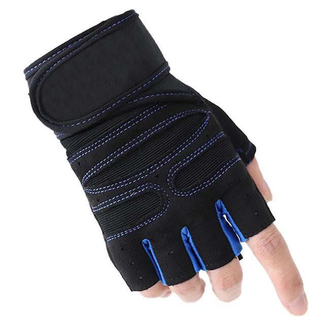 Barbell Weightlifting Gloves Increased Resistance Shock Absorption Sports Gloves Thin Soft Breathable Gloves Dark Blue Black M on Productcaster.