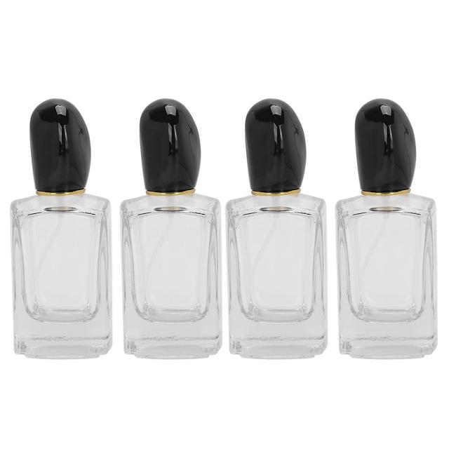 Refillable Perfume Bottle 50 ml genopfyldelig glasparfumesprayflaske med forstøver - 4stk, sort dæksel on Productcaster.