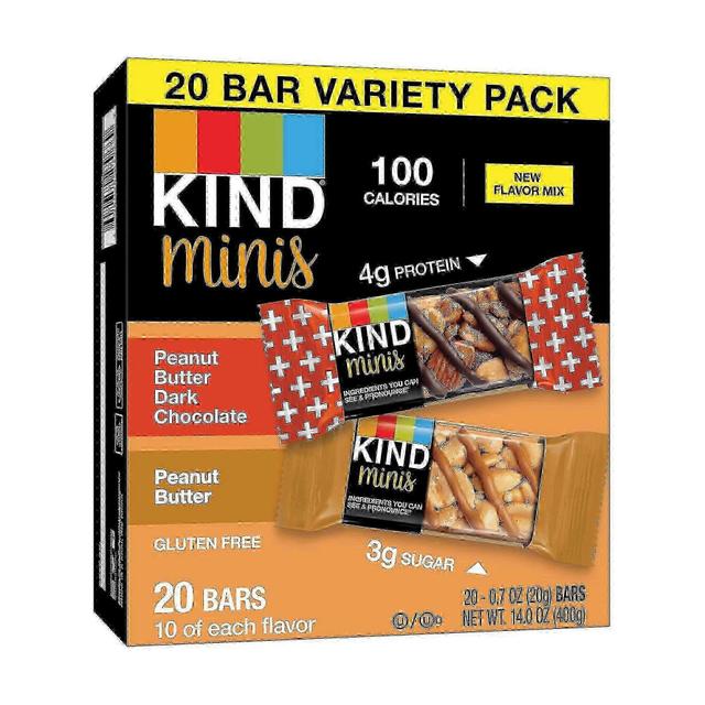 Kind minis peanøttsmør mørk sjokolade & peanøttsmør glutenfrie energibarer, 20 ea on Productcaster.