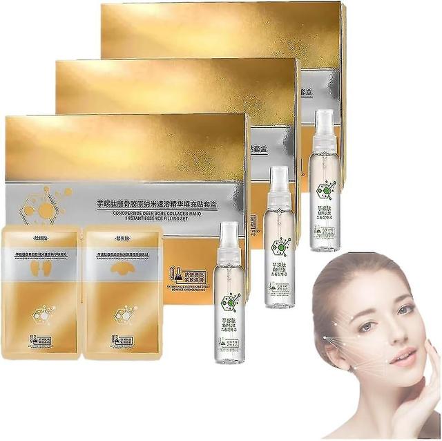 Spiral Peptide Deer Bone Collagen Essence Kit, Deep Bone Collagen Nano Instant Essence Filling Set For Reduce Fine Lines Anti-aging 3 Sets on Productcaster.