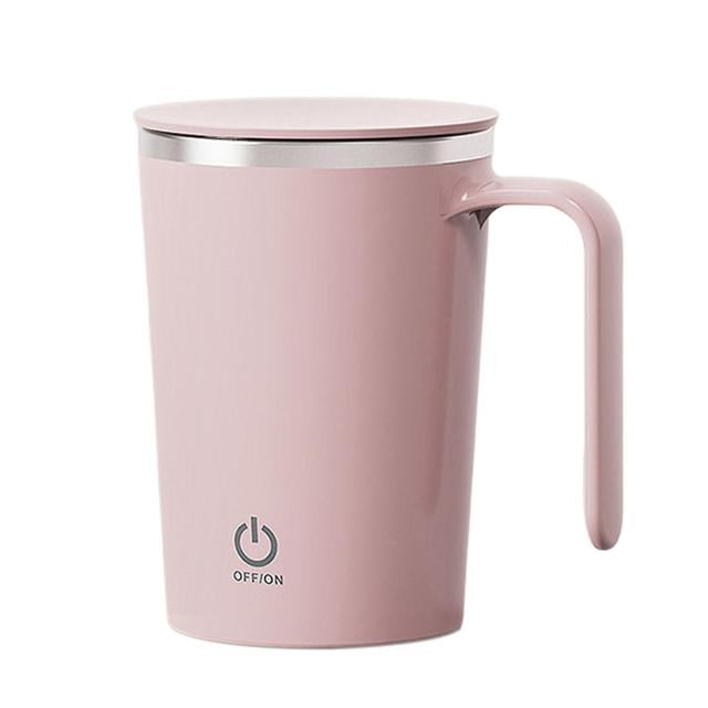 ZHOUBA 400ml Coffee Stirrer Double Click Control Protein Powder Coffee Auto Magnetic Cup Daily Use Pink on Productcaster.