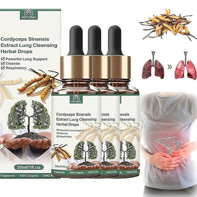 Cordyceps Sinensis Extract, Lung Clearing Drops, Clean Breathe, Natural Lung Cleanse, Promotes Self-cleaning Of The Lungs 3pcs on Productcaster.