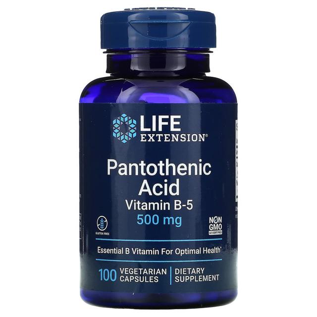 Life Extension, Ácido Pantoténico, Vitamina B-5, 500 mg, 100 Cápsulas Vegetarianas on Productcaster.