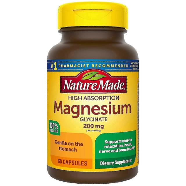 Nature Made Naturen gjorde høj absorption magnesium glycinate 200 mg kapsler, 60 ea on Productcaster.