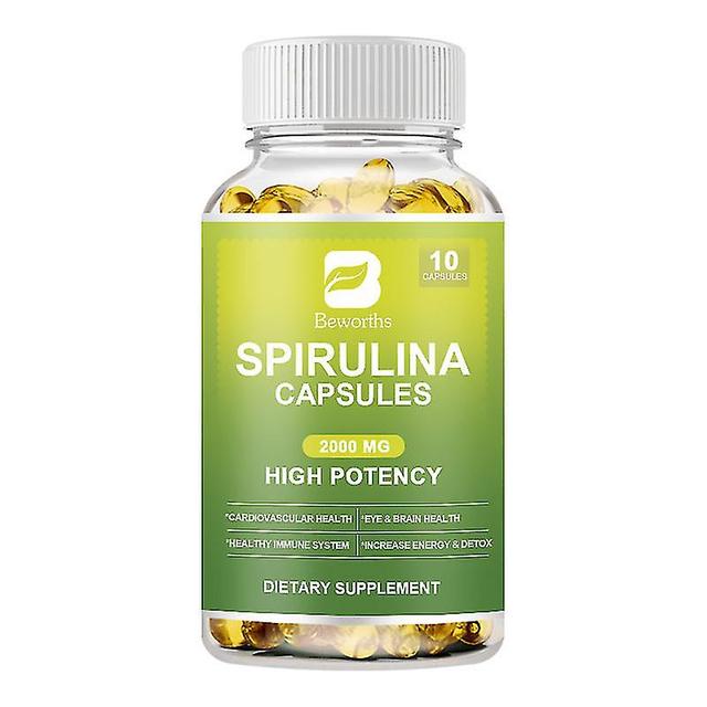 Guoguo Økologiske spirulina kapsler med klorofyl protein supplement understøtter kraftfuld afgiftning, energi & sundt immunsystem 10 Capsules on Productcaster.