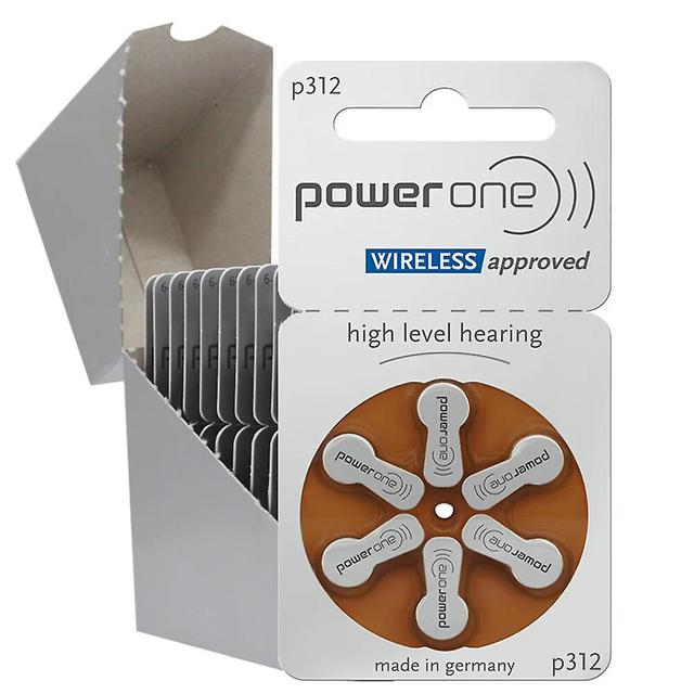 Arysieer PowerOne-bateras de Zinc para audfonos P312, 60 pièces/10 tarjetas, 1,45 V, 312, 312A, A312, PR41, para BTE, CIC, RIC, OE on Productcaster.