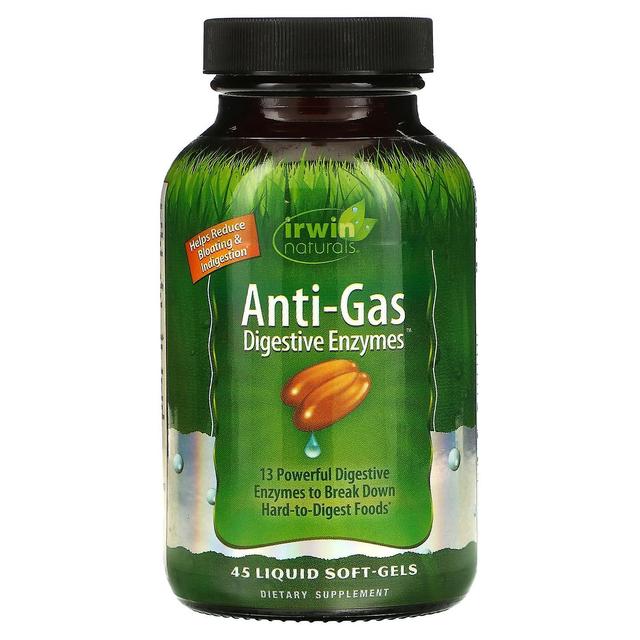 Irwin Naturals, Anti-Gas Digestive Enzymes, 45 Liquid Soft-Gels on Productcaster.