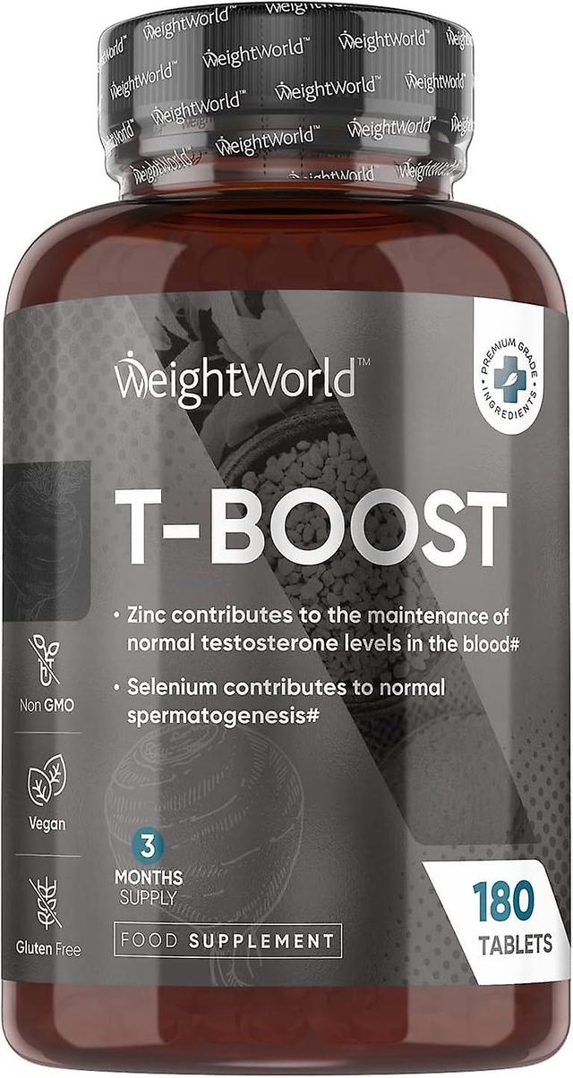 WeightWorld T-Boost - 180 Vegan Tablets - 3 Months Supply - Testosterone Supplement for Men - With Maca Root & Fenugreek Extract For Muscle & Energy on Productcaster.