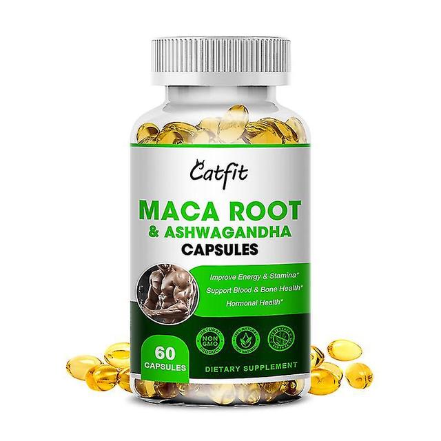 Guoguo Maca&ginseng Root Capsules Ashwagandha Diet Supplements For Men Hormone Prostate Kidney Health Fatigue Relief Men Fuction 60 pcs on Productcaster.