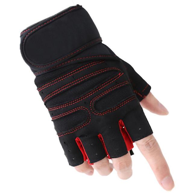 Barbell Weightlifting Gloves Increased Resistance Shock Absorption Sports Gloves Thin Soft Breathable Gloves Red Black L on Productcaster.