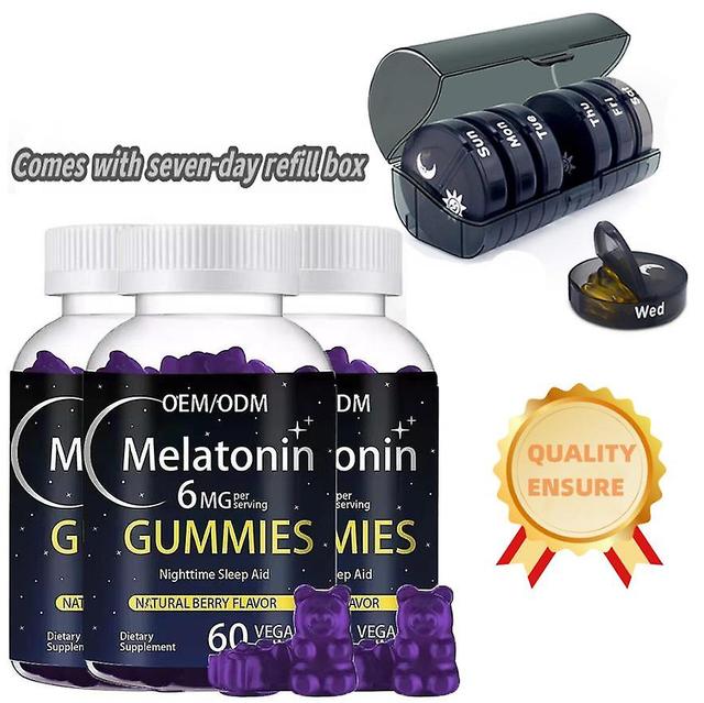 Melatonin 6 Mg Gummies Immune Plus Sleep Melatonin Vitamin Gummies Comes With Seven-day Refill Box 3PCS on Productcaster.