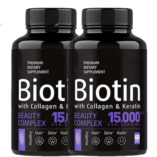 Biotin Capsules - Maximum Strength Biotin Vitamin B7 For Healthy Hair And Skin And Keratin Support - Non-gmo 2PCS on Productcaster.