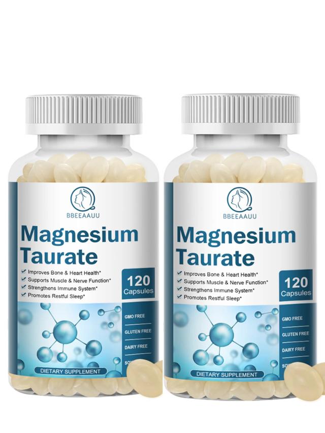 Eccpp Magnesium Taurine Capsules Strong Bones Muscle Relaxation Brain And Heart Health Support Cardiovascular Supplement 2bottle x120pcs on Productcaster.