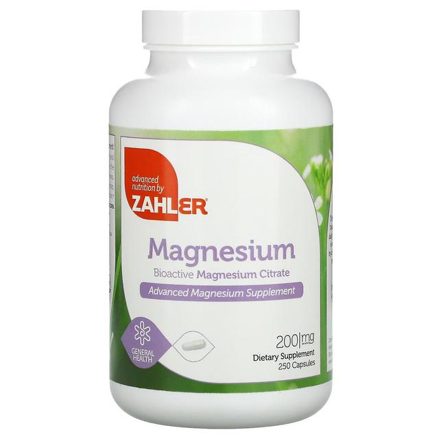 Zahler, Magnesium, Bioaktivt magnesiumcitrat, 200 mg, 250 kapsler on Productcaster.