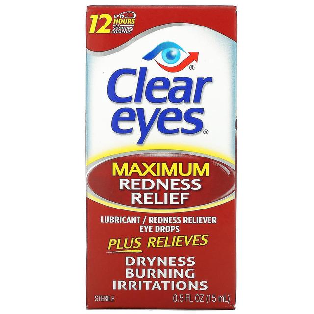 Clear Eyes Czyste oczy, Maximum Redness Relief, Krople do oczu Lubricant/Redness Reliever Eye Drops, 0.5 fl oz (15 ml) on Productcaster.