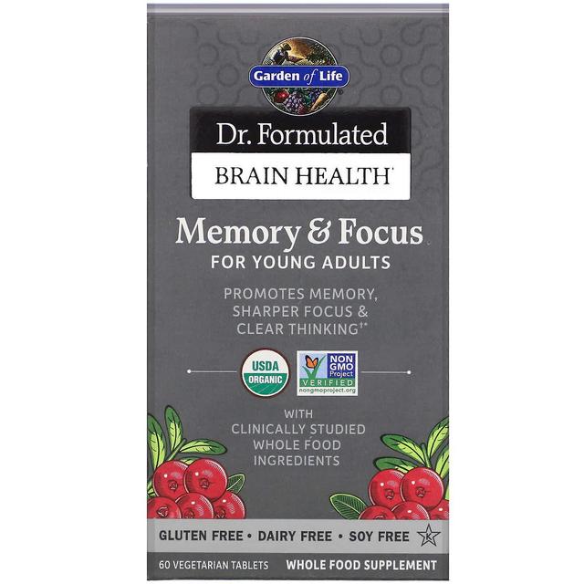 Garden of Life, Dr. Formulated Brain Health, Memory & Focus for Young Adults, 60 Vegetarian Tablets on Productcaster.