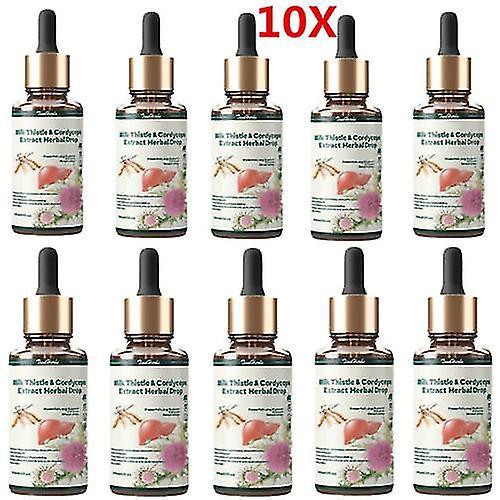 10pcs Tinaherbs Milk Thistle & Cordyceps Sinensis Drops - Detox & Repair, 30ml on Productcaster.