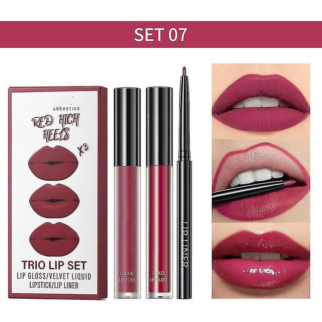 Scacv Lip Glaze Lip Liner Set Non-stick Cup No Fading Lip Gloss Nourishing Moisturizing Lip Makeup 7 on Productcaster.