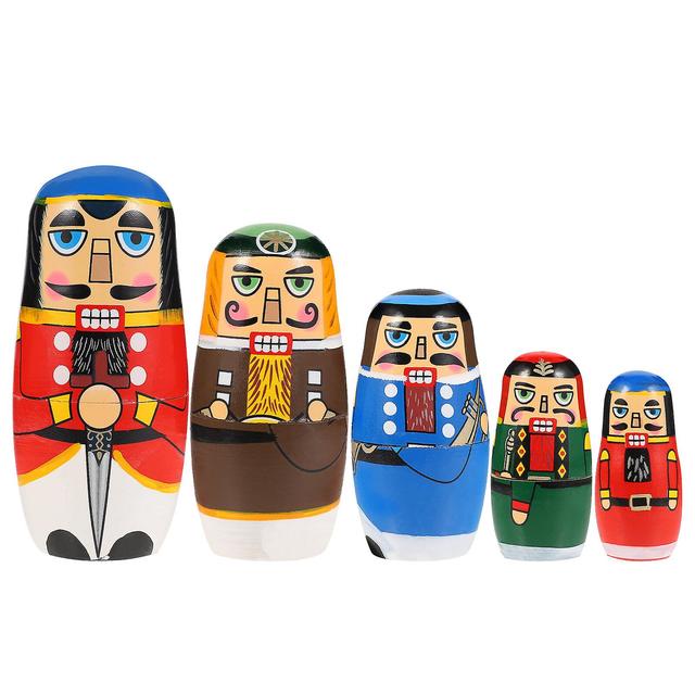 1 Set Of Nutcracker Nesting Dolls Multi-layered Matryoshka Early Educational Toy Colorful 13X5.5X5.5CM on Productcaster.