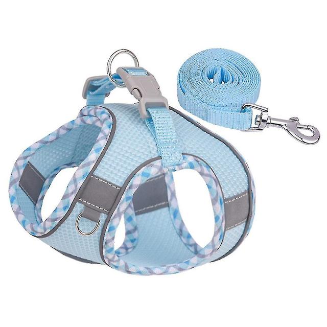 Skbcv Reflective Dog Harness Adjustable Breathable Pet Vest With Leash Heavy Duty Sturdy Dog Halter Light Blue L on Productcaster.