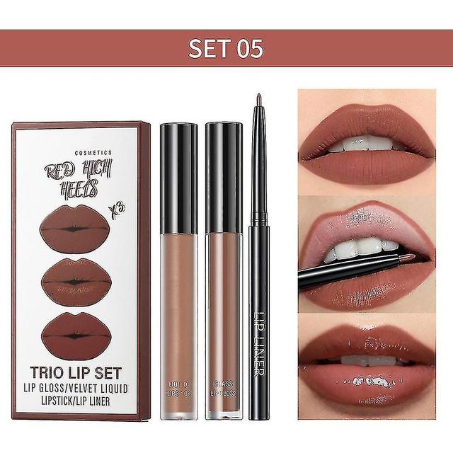 Szmtcv Lip Glaze Lip Liner Set Antihaft-Becher Kein Ausbleichen Lipgloss Pflegend Feuchtigkeitsspendendes Lippen-Make-up 5 on Productcaster.