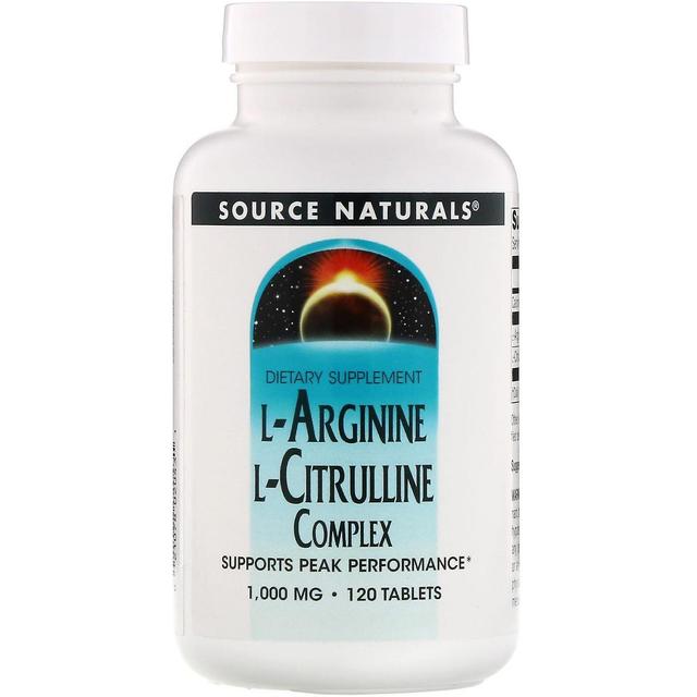 Source Naturals Kilde Naturals, L-Arginin L-Citrullin Complex, 1,000 mg, 120 tabletter on Productcaster.