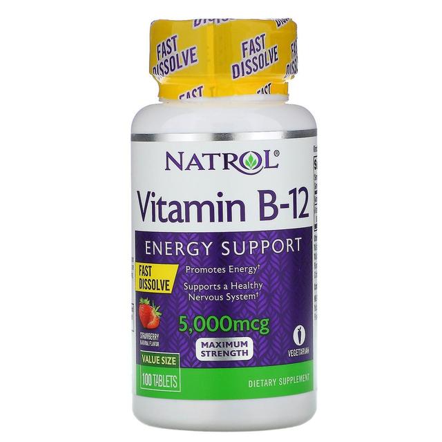 Natrol, Vitamine B-12, Snel oplossen, Maximum Sterkte, Aardbei, 5.000 mcg, 10 on Productcaster.