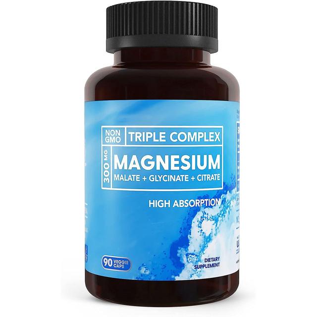 Denstyle Triple Magnesium Complex, 300mg Triple Magnesium Capsules Magnesium Glycinate, Malate, & Citrate for Muscles, Nerves, & Energy 3bottle-270pcs on Productcaster.