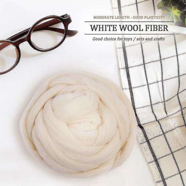 1kg Natural Environmental Pure White Warm Wool Roving Fiber (60s) on Productcaster.