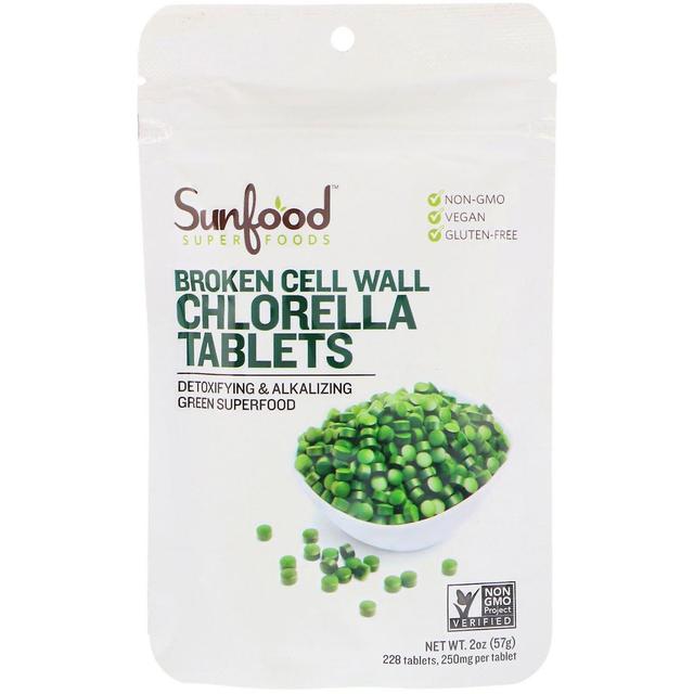 Sunfood, Chlorella-tabletter med brudt cellevæg, 250 mg, 228 tabletter, 57 g on Productcaster.