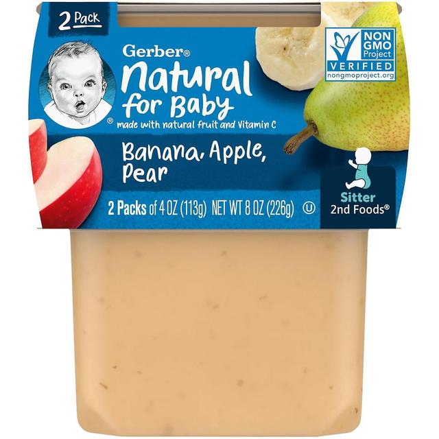 Gerber, naturlig til baby, 2. fødevarer, bananæblepære, 2 pakker, 4 oz (113 g) hver on Productcaster.