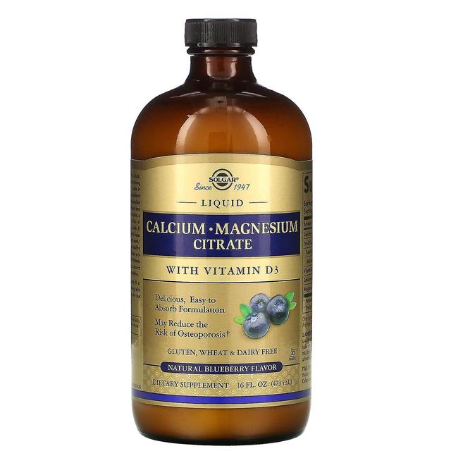 Solgar, calciummagnesiumcitrat væske med vitamin D3, naturlig blåbær, 16 fl oz (473 ml) on Productcaster.