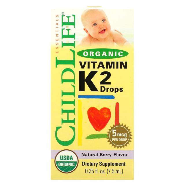 ChildLife, Økologisk vitamin K2 dråber, Naturlig bær, 5 mcg, 0,25 fl oz (7,5 ml) on Productcaster.