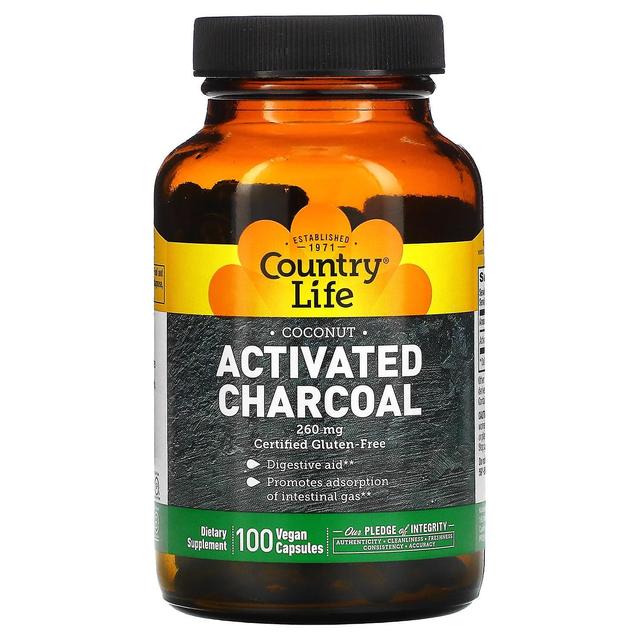 Country Life, Activated Charcoal, 260 mg, 100 Vegan Capsules on Productcaster.