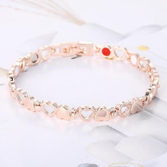 Brazalete de terapia magnética de acero inoxidable brazalete ajustable para mujeres alivio del dolor Oro de Rose on Productcaster.